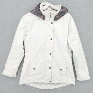 Neyelle Coat Womens Small White Fisherman Hooded Mock Neck Full Zip Long Sleeve